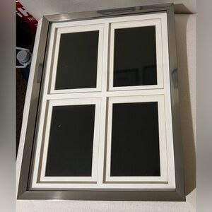 Silver Photo Frame White Border and Beige Trim -Fits 4 Photos 7x5” Wall Decor